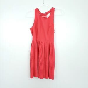 Peppermint Coral Lightweight Pleated Skirt Dress Fit and Flare Small Women